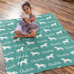 Polaire Noms répétés Cheval Turquoise simple couverture en
