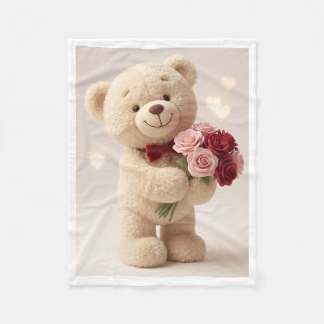 Polaire Nounours avec couverture de roses (Devant)