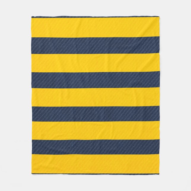 Polaire Or et rayures bleues et couverture de diagonales (Devant)