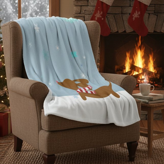 Polaire Ouatine de couverture du pays des merveilles de (cozy dachshund Christmas blanket)