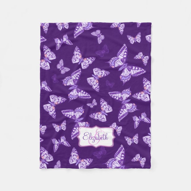 Polaire Papillon motif pourpre nommé couverture (Devant)