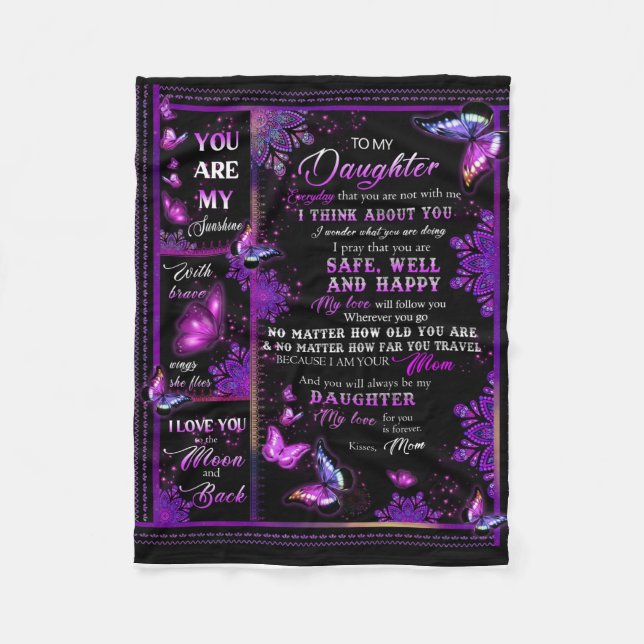 Polaire Papillon personnalisé à la couverture de ma fille (Devant)