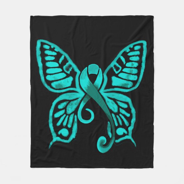 Polaire Papillon turquoise de ruban ! Couverture d'ouatine (Devant)