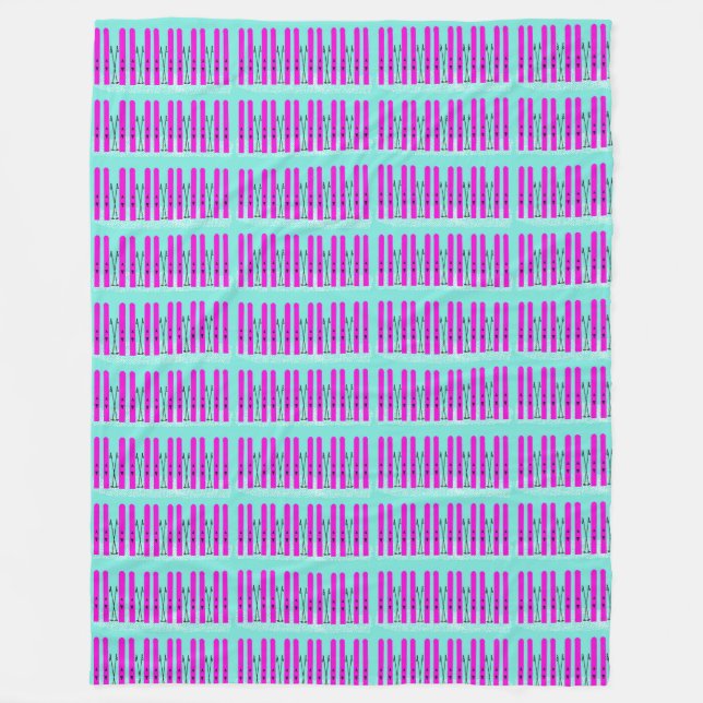 Polaire Patins violets brillants sur couverture bleue (Devant)