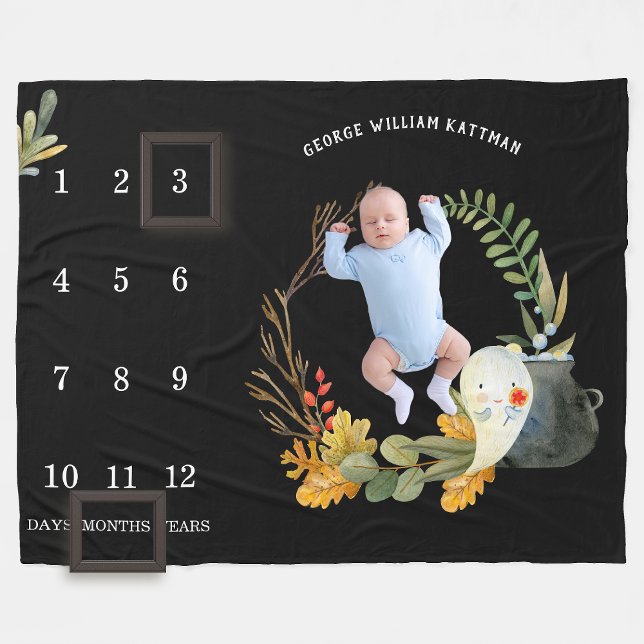 Polaire Petit Fantôme Bébé Halloween Couverture de Jalons (Créateur téléchargé)