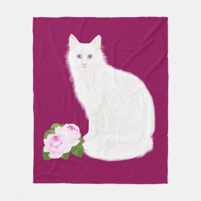 Polaire PetitRose "chat blanc", couverture d'ouatine (Devant)