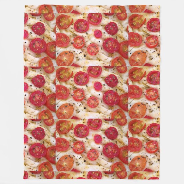 Polaire pizza végétalienne rouge blanc blanc couverture de (Devant)