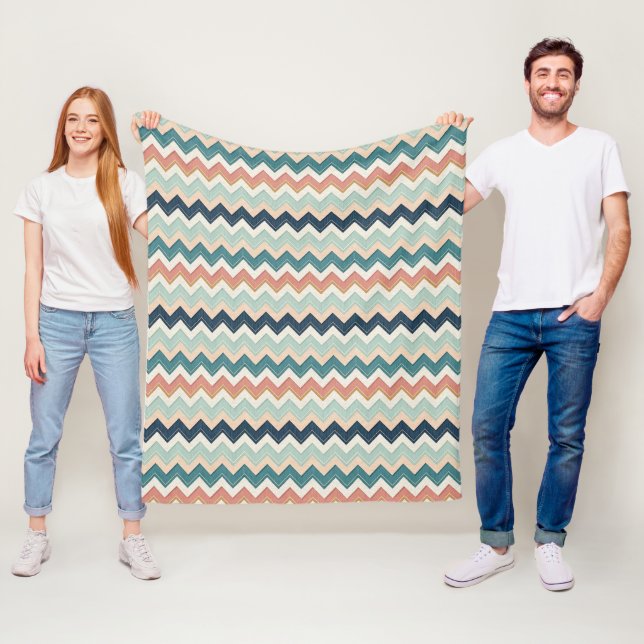 Polaire Plaid Chevron Design Couverture Douce en Molleton  (En situation)