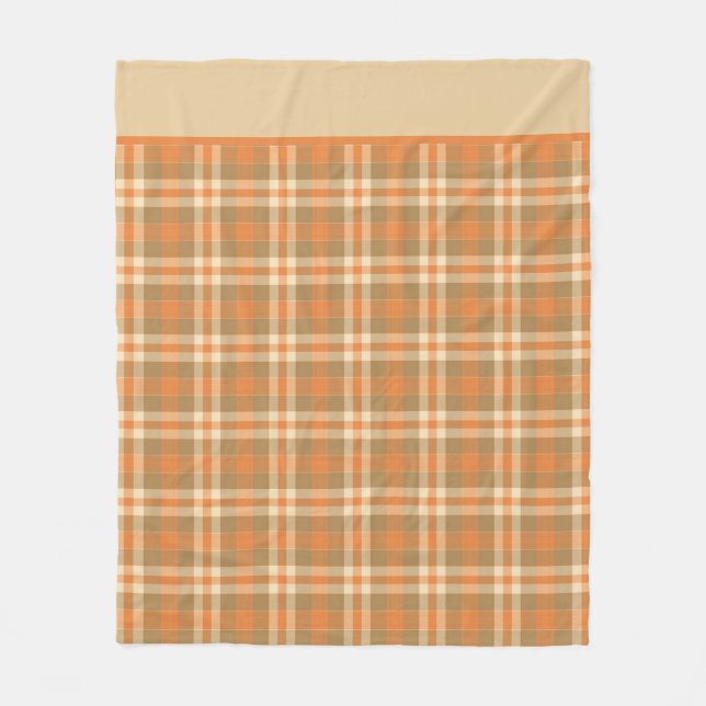 Polaire Plaid orange et beige couverture en molleton (Devant)