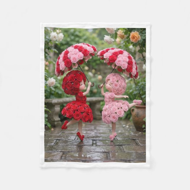 Polaire Poupées en rose avec couverture à parapluies (Devant)