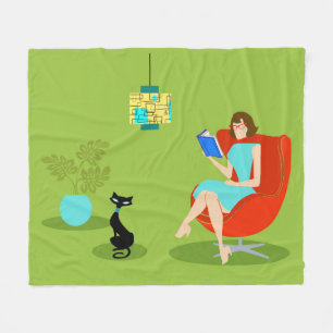 Polaire Rétro couverture d'ouatine de femme de lecture