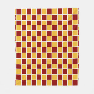 Polaire Rouge foncé et couverture Checkered d'ouatine d'or