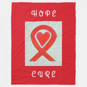Polaire Rouge Sensibilisation Ruban Coeur Couverture en po