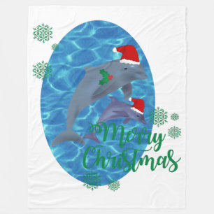 Polaire santa claus joyeux dauphins de noël couverture