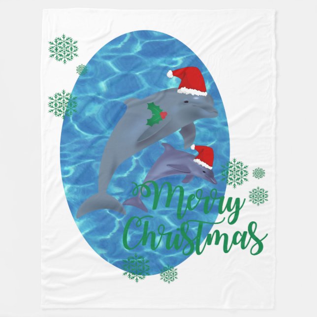 Polaire santa claus joyeux dauphins de noël couverture (Devant)