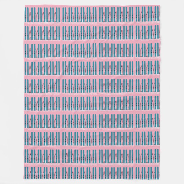 Polaire Skis bleus sur couverture rose (Devant)
