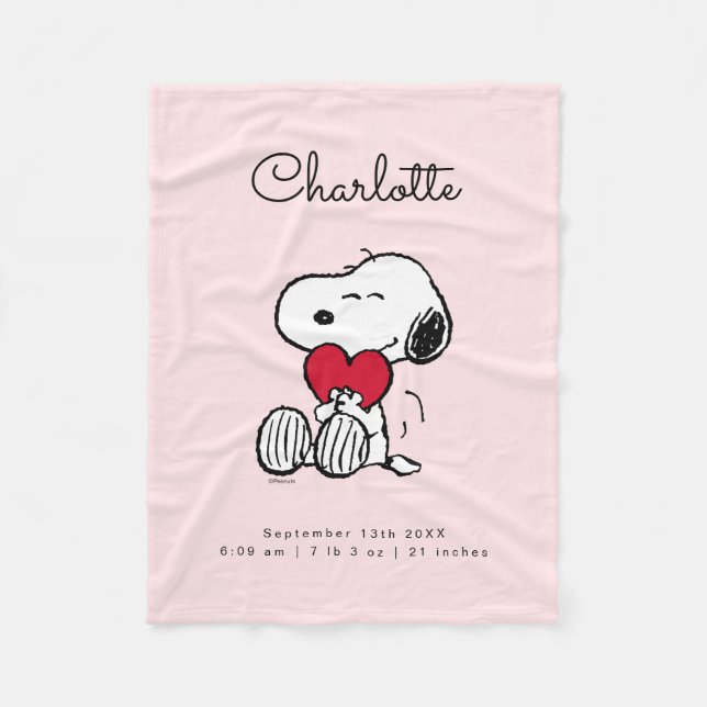 Polaire Snoopy | Petit Cœur Bébé Couverture en Fleece (Devant)