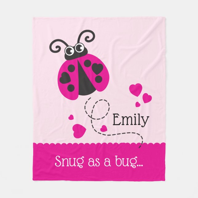 Polaire Snug un nom de bogue ladybug couverture rose (Devant)
