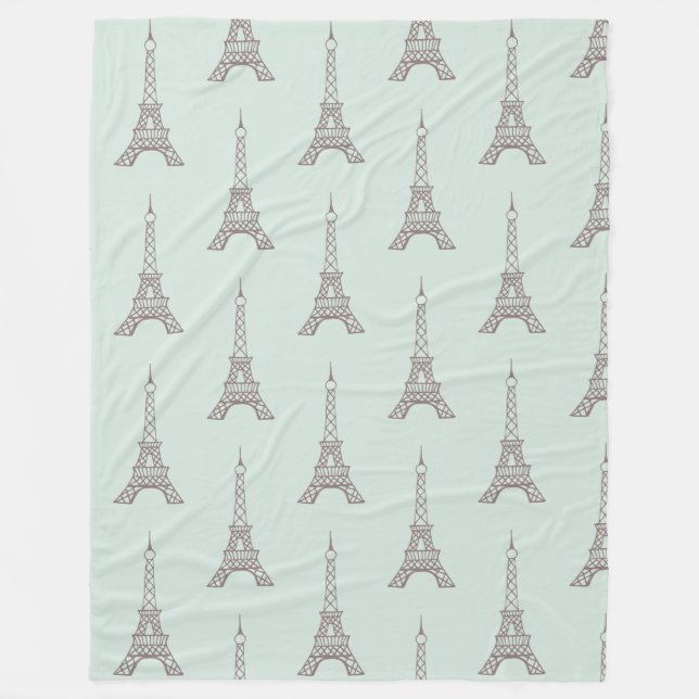Polaire Soft Mint Tour Eiffel couverture cadeau (Devant)
