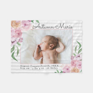 Polaire Statistiques à rayures florales Couverture bébé