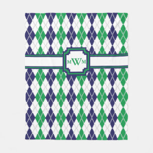 Polaire Sur la couverture à motifs de losanges verte