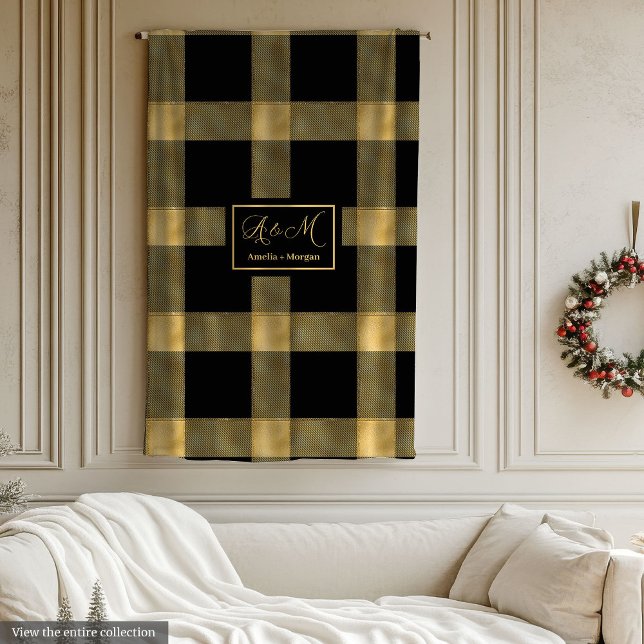 Polaire Tendance Luxueux Noir Or Moderne Plaid Couverture (Trendy Luxurious Black Gold Modern Throw Blanket)