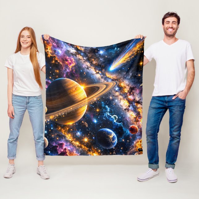 Polaire Titre Saturne et couverture galactique en peluche  (En situation)
