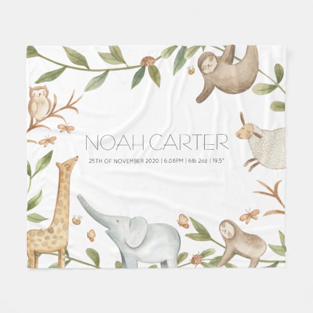 Polaire Une couverture d'animaux de safari personnalisée p (Devant (Horizontal))