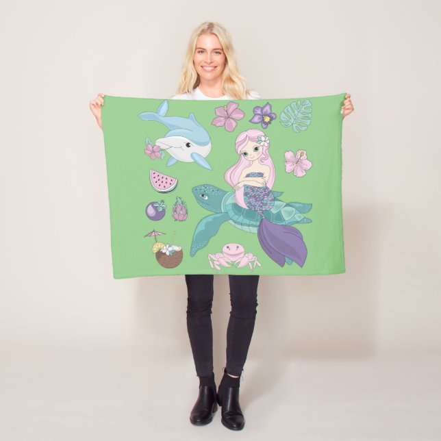 Polaire Une couverture "Sous la mer" pour les filles. (En situation)