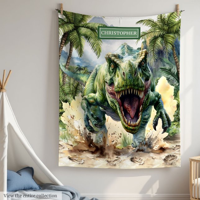 Polaire Unique couverture Dinosaur Nom personnalisé pour g (Unique Dinosaur Blanket Personalized Name for Boys)