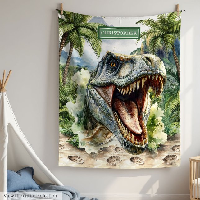 Polaire Unique Couverture furieuse T-Rex Nom personnalisé  (Unique Furious T-Rex Blanket Personalized Name Boys)