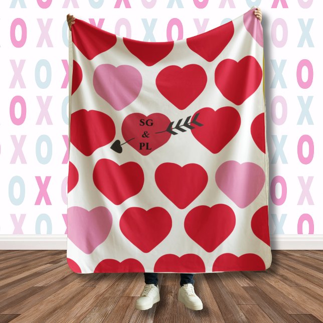 Polaire Valentines amateurs couverture coeurs cupides flèc (Créateur téléchargé)