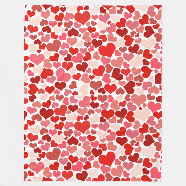 Polaire valentines jour rouge rose coeurs couverture (Devant)