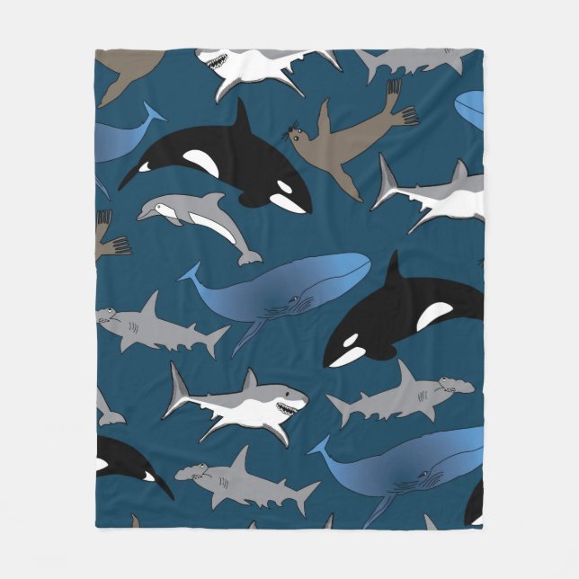 Polaire Vie marine, faune et flore, couverture en toison (Devant)