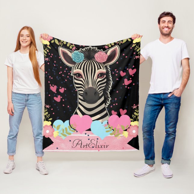 Polaire Zebra Floral Heart Imprimer la couverture (En situation)