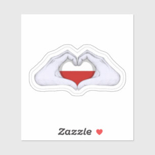 Poland Flag Heart Hands Decal Sticker