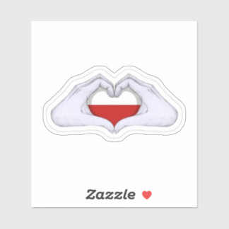 Poland Flag Heart Hands Decal Sticker