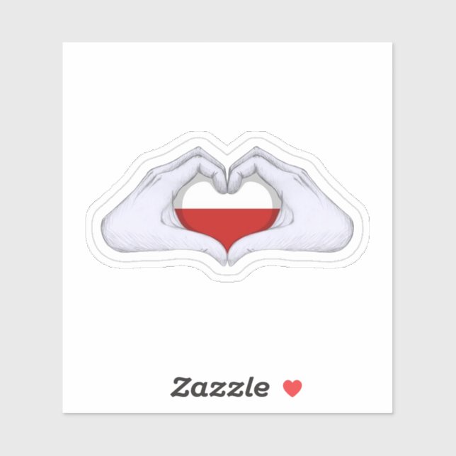 Poland Flag Heart Hands Decal Sticker (Feuille)
