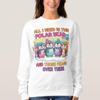 Polar Bear and Penguins Kids Sweatshirt