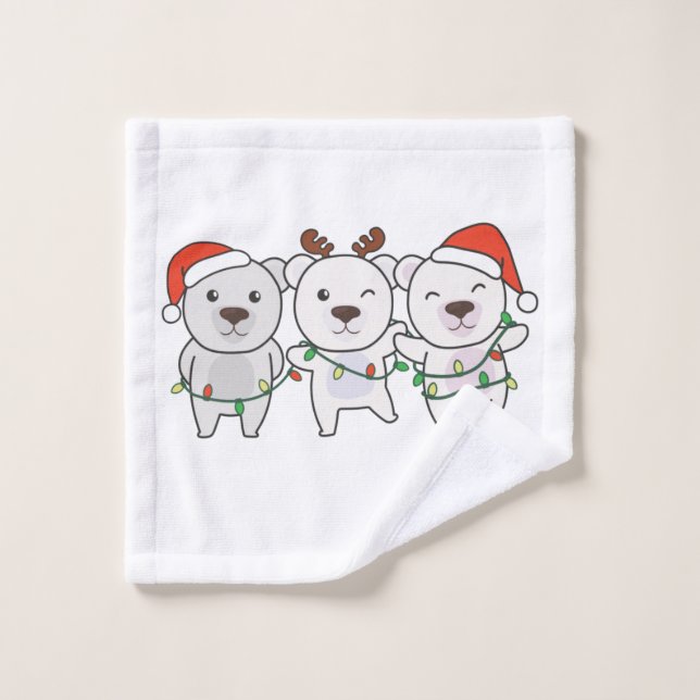 Polar Bear Christmas Animals Cute Polar Bear (Gant de toilette)