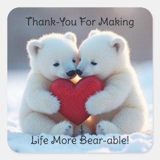 Polar Bear Cubs With Heart Sticker