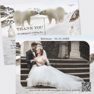 Polar Bear Winter Wedding Photo Merci Carte postal