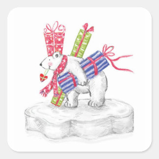 Pôle Nord Ours polaire Cadeaux de Noël Stickers