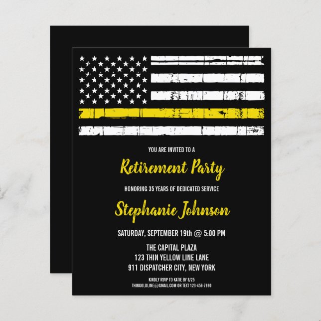 Police à ligne jaune mince 911 Départ (Devant / Derrière)