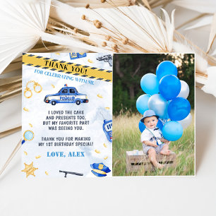 Police Boy Birthday Party Photo Carte de remerciem