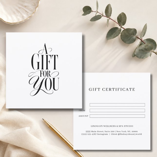 Police de caractères moderne pour certificat cadea (Modern Script Font White Business Gift Certificate)