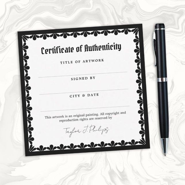 Police gothique originale Certificat d'authenticit (Créateur téléchargé)