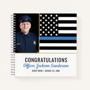 Police Ligne Bleue Mince Photo Retraite Livre d'or
