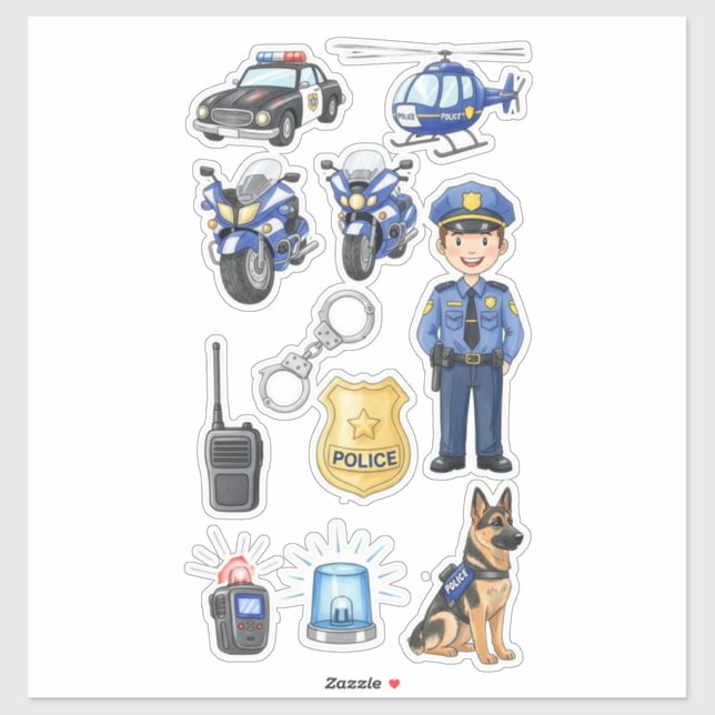 👮‍♂️ Police Officer K9 Dog Patrol Vinyl Sticker (Feuille)