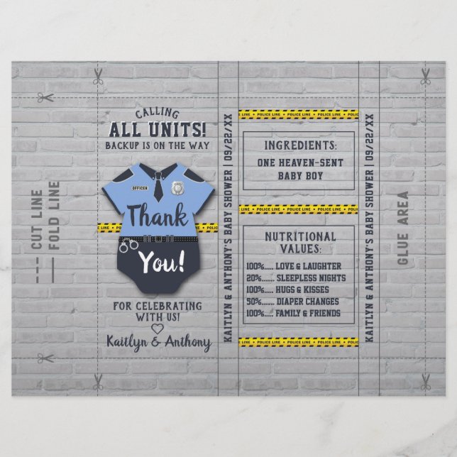 Police Officier Baby shower do-it-yourself Candy B (Devant)